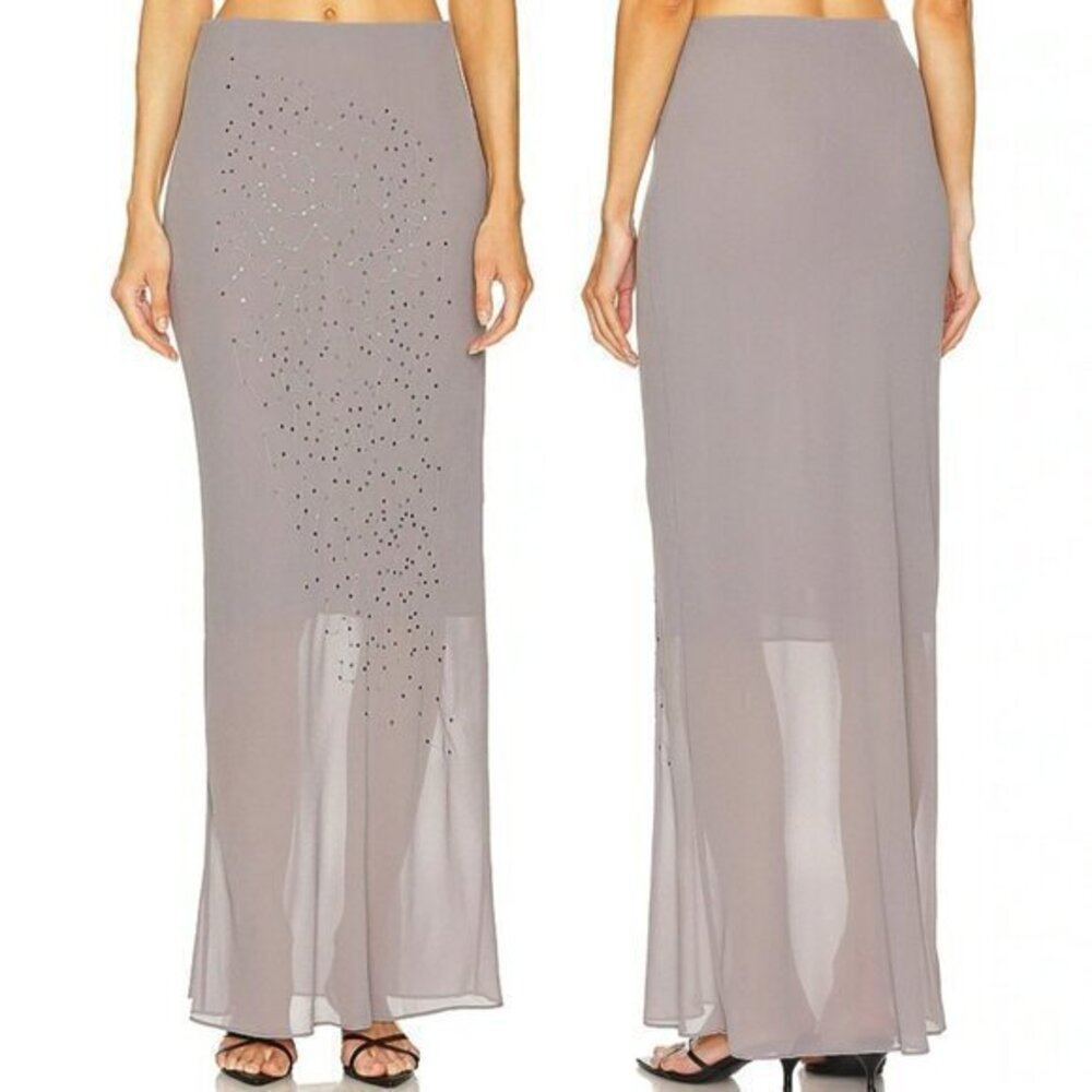 L'Academie by Marianna Estelle Maxi Skirt in Charcoal Gray